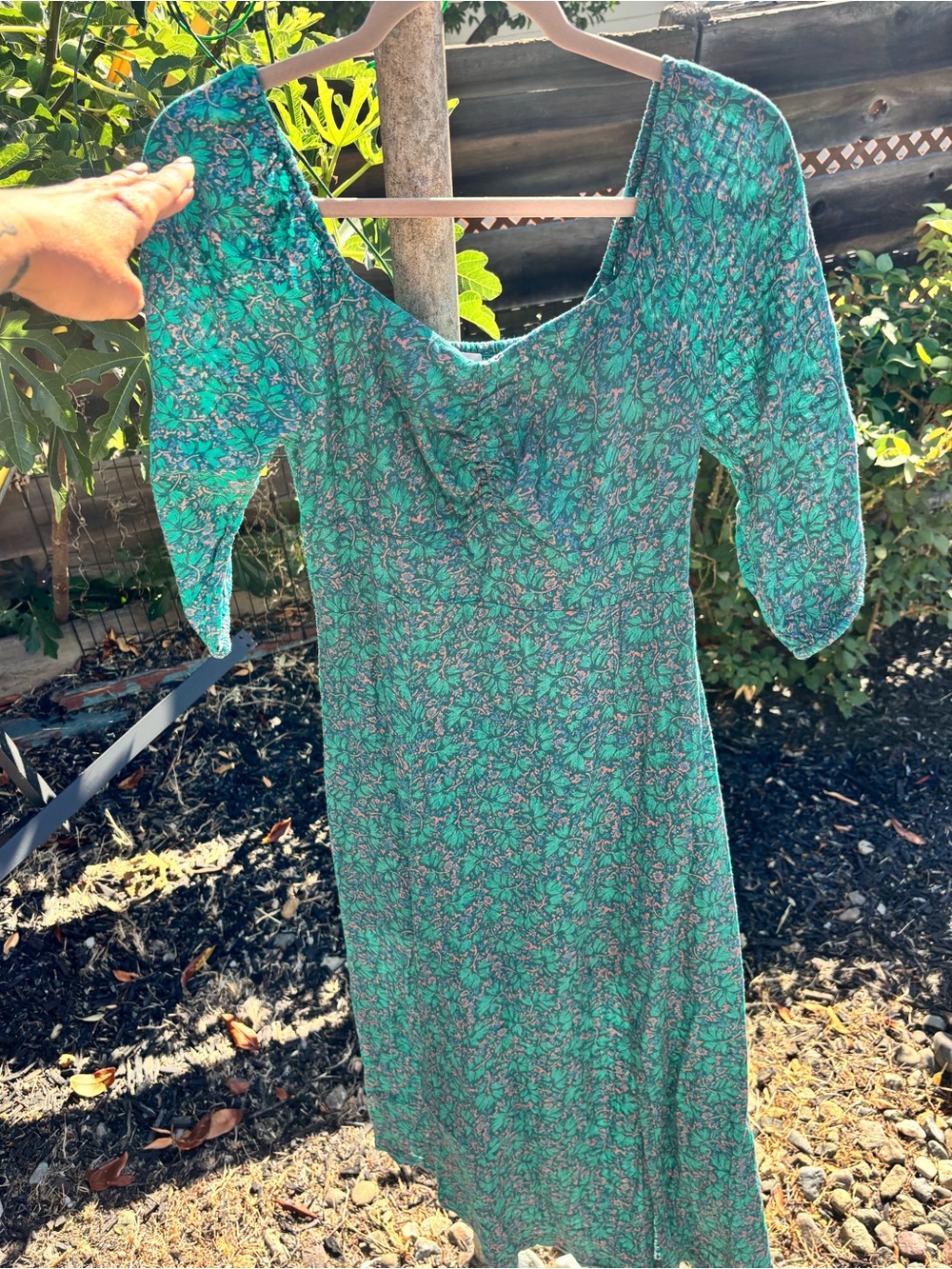 Women's Teal Floral Scoop Neck Dress